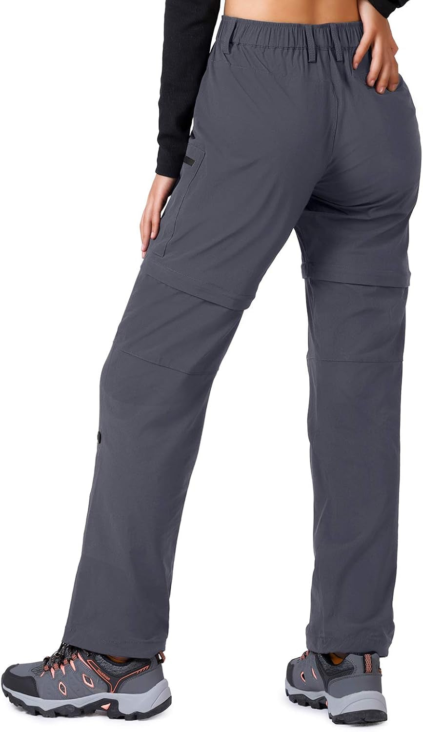 Women'S-Hiking-Pants-Convertible Quick-Dry-Stretch-Lightweight Zip-Off Outdoor Pants with 5 Deep Pockets
