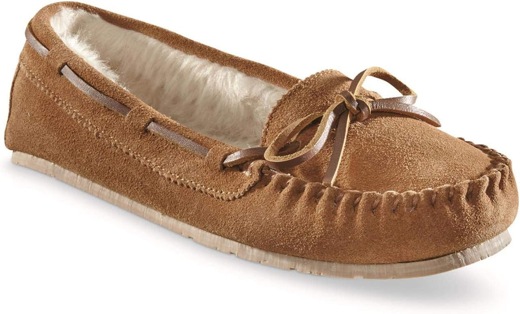 Fur-Lined Moccasin Slipper Shoes for Women, Ladies Bedroom House Slippers, Indoor and Outdoor