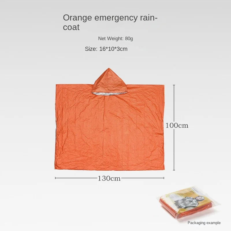 Emergency Rain Poncho with Hood Reusable Weather Resistant Raincoat for Men Women Camping Hiking Emergency Supplies Survival Kit