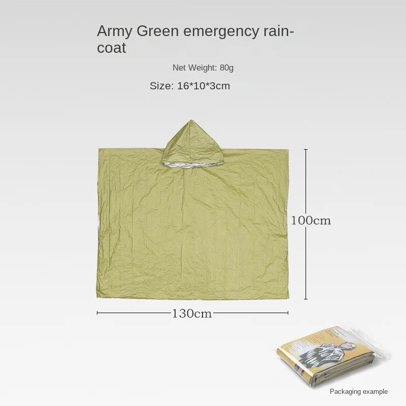 Emergency Rain Poncho with Hood Reusable Weather Resistant Raincoat for Men Women Camping Hiking Emergency Supplies Survival Kit