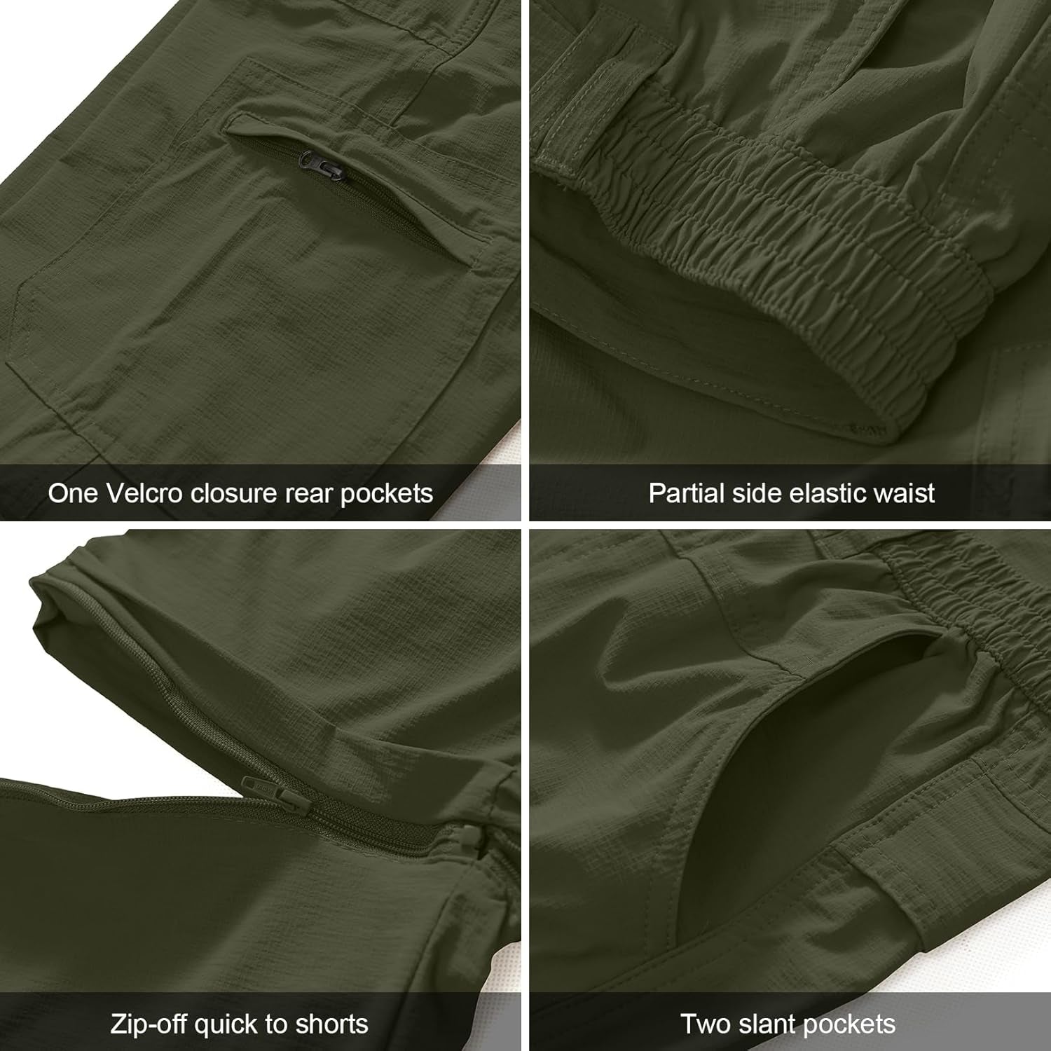 Men'S Outdoor Quick Dry Convertible Lightweight Hiking Fishing Zip off Safari Trousers