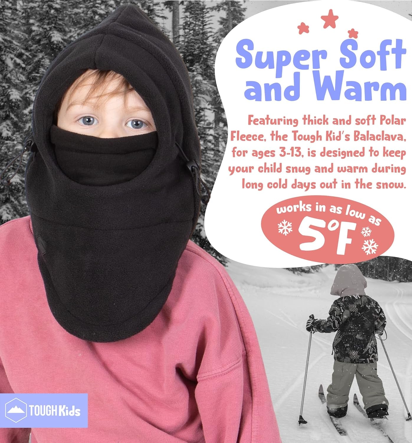 Kids Winter Hat with Mask - Ski Mask for Kids - Ninja Kids Balaclava & Winter Face Mask for Kids W/Hood - Toddler Balaclava