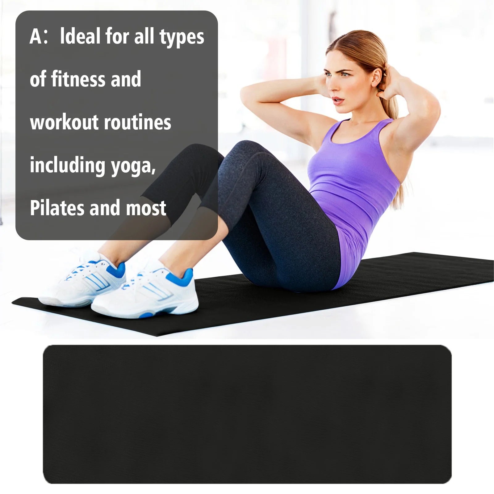 Outdoor Sports and Yoga Yoga Mat Non Monochrome Women Mat Mat 4Mm Sports Men Fitness & Yoga Equipment Fitness Mats Large Workout Mat Mat for Women Men Kids Home Gym Workout