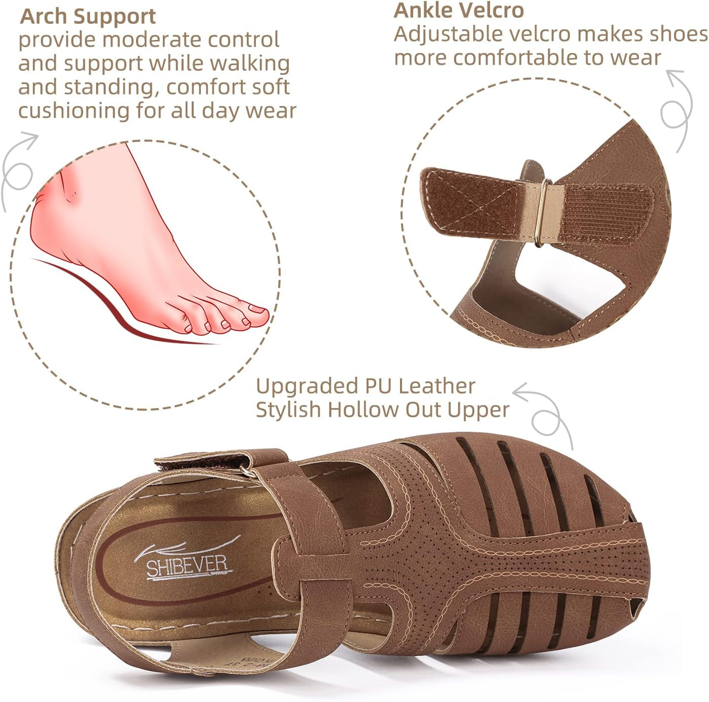 Women'S Wedge Sandals Summer: Closed Toe Sandals for Women Platform Dressy Wedge Size 5-11