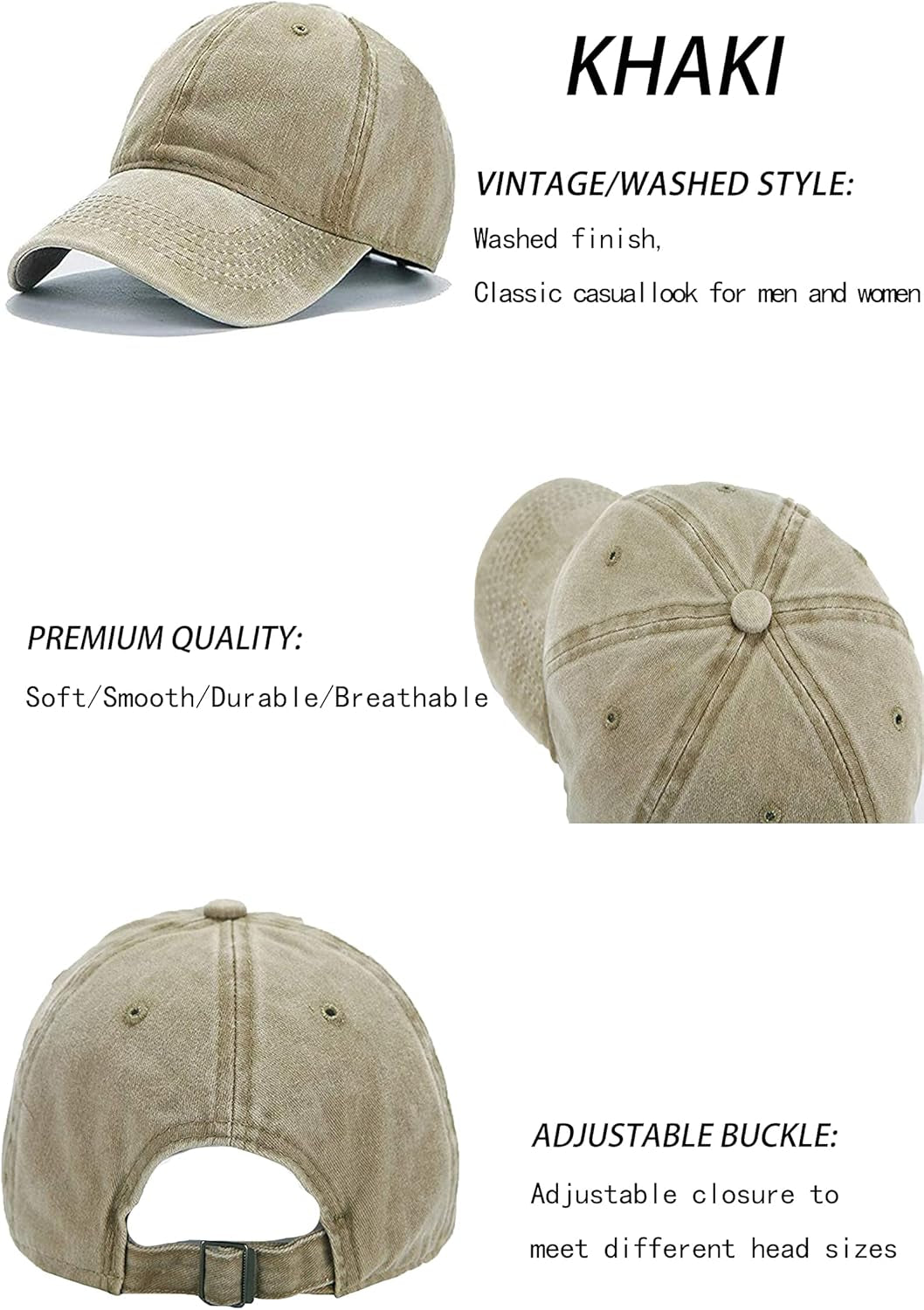 Unisex Vintage Washed Distressed Baseball-Cap Twill Adjustable Dad-Hat
