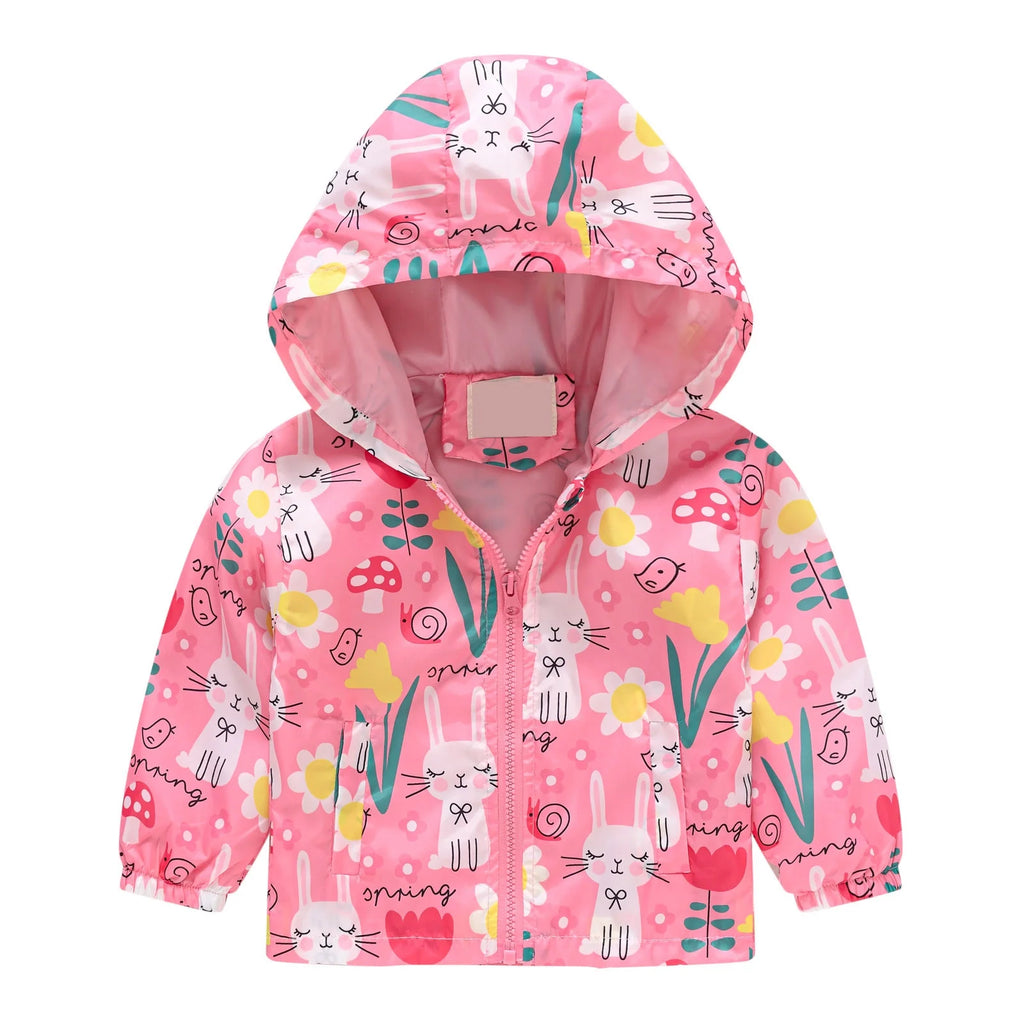 Toddler Boys down Jacket Hooded Jacket Windbreaker Lightweight Print Coat Autumn Long Sleeve Windproof Outwear Hot Pink, Size 2T-8