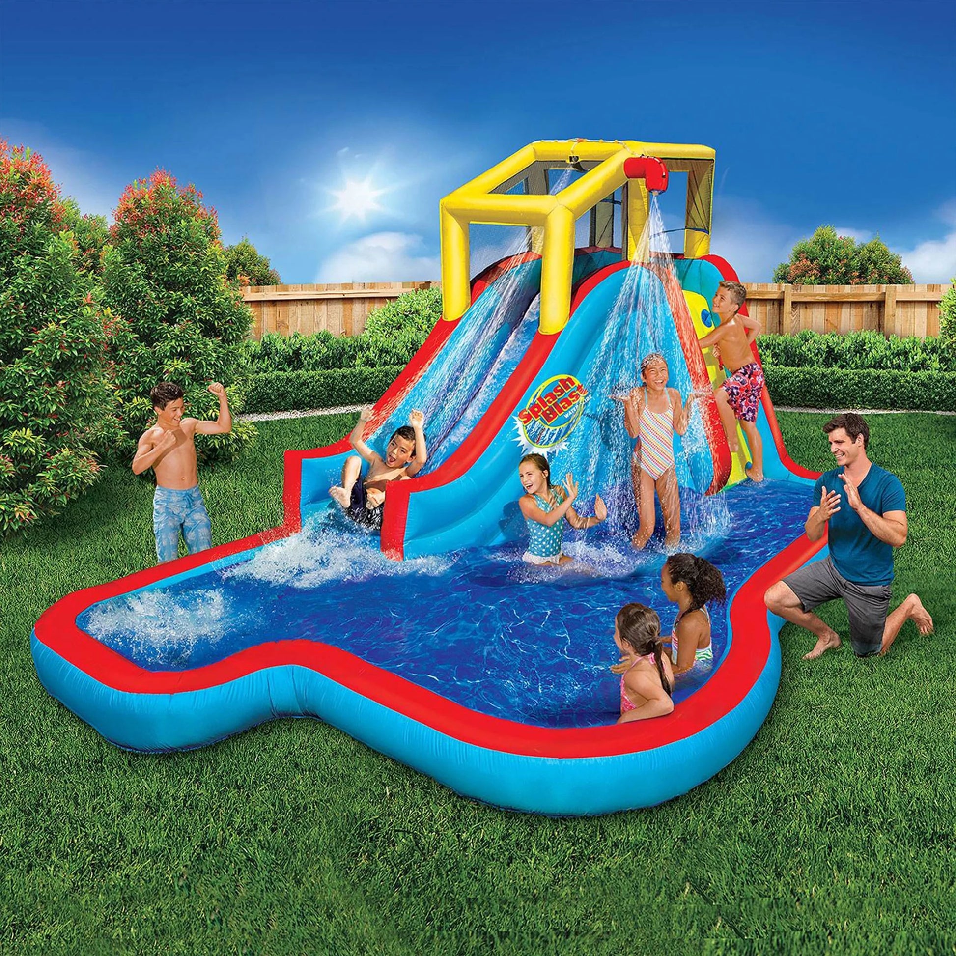 Slide N Soak Inflatable Outdoor Kids Splash Pool Water Park, Ages 5+