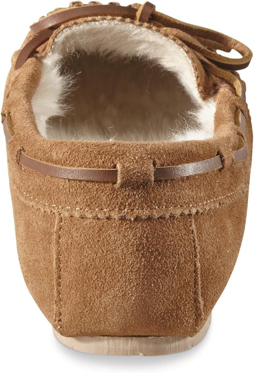 Fur-Lined Moccasin Slipper Shoes for Women, Ladies Bedroom House Slippers, Indoor and Outdoor