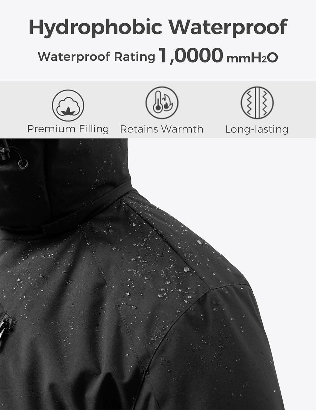Men'S Mountain Waterproof Ski Jacket Windproof Rain Jacket Winter Warm Snow Coat